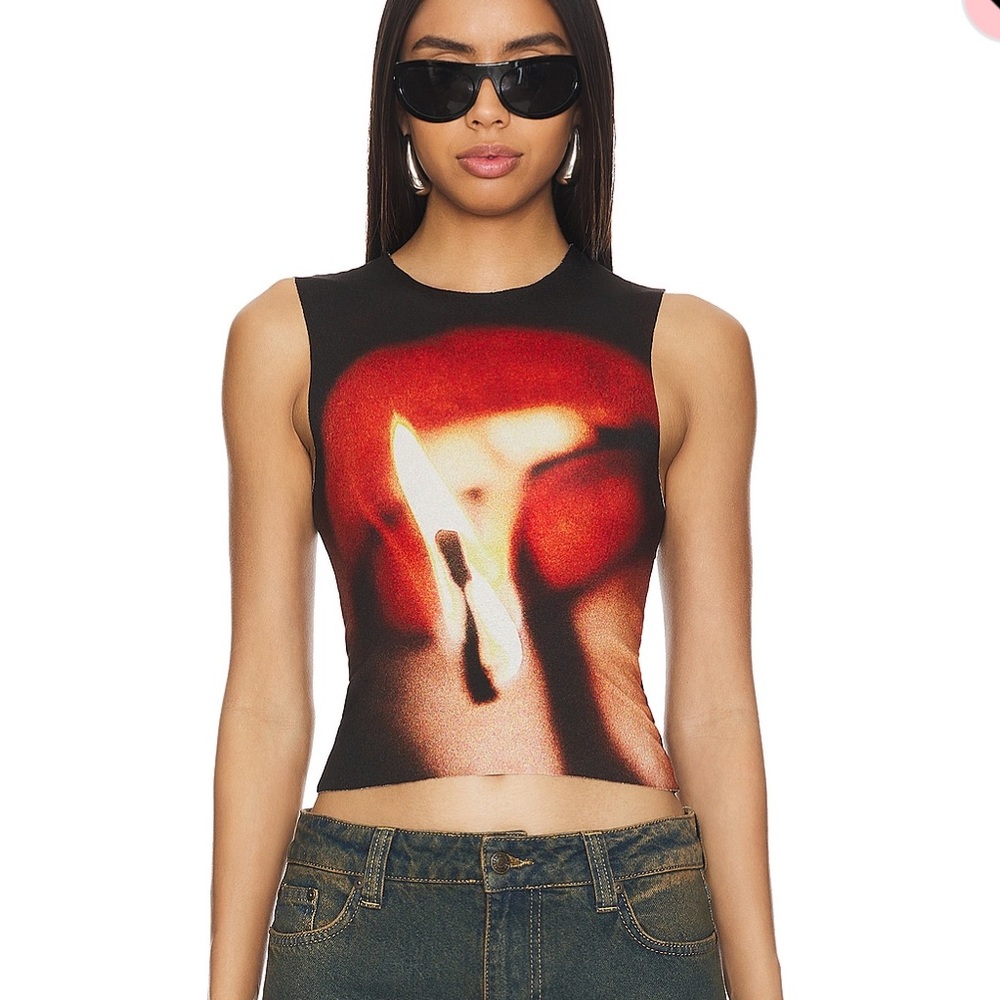 Jaded London flame lips slinky tank top